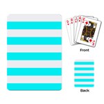 Horizontal Stripes - White and Aqua Cyan Playing Cards Single Design