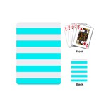 Horizontal Stripes - White and Aqua Cyan Playing Cards (Mini)