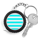 Horizontal Stripes - White and Aqua Cyan Measuring Tape