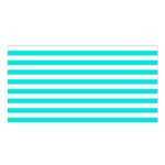Horizontal Stripes - White and Bright Turquoise Satin Shawl