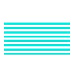 Horizontal Stripes - White and Bright Turquoise Satin Wrap