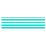Horizontal Stripes - White and Bright Turquoise Satin Scarf (Oblong)