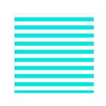 Horizontal Stripes - White and Bright Turquoise Small Satin Scarf  (Square)