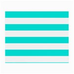 Horizontal Stripes - White and Bright Turquoise Small Glasses Cloth