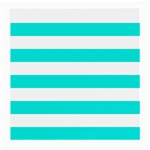 Horizontal Stripes - White and Bright Turquoise Medium Glasses Cloth