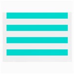 Horizontal Stripes - White and Bright Turquoise Large Glasses Cloth (2 Sides)