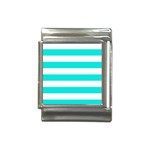 Horizontal Stripes - White and Bright Turquoise Italian Charm (13mm)