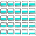 Horizontal Stripes - White and Bright Turquoise 9mm Italian Charm (25 pack)