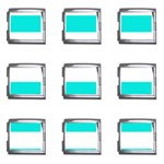 Horizontal Stripes - White and Bright Turquoise Mega Link Italian Charm (9 pack)