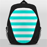 Horizontal Stripes - White and Bright Turquoise Backpack Bag