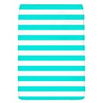 Horizontal Stripes - White and Bright Turquoise Removable Flap Cover (S)