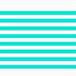 Horizontal Stripes - White and Bright Turquoise Collage 8  x 10 