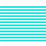 Horizontal Stripes - White and Bright Turquoise Collage 11  x 14 