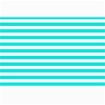 Horizontal Stripes - White and Bright Turquoise Collage 12  x 18 