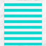 Horizontal Stripes - White and Bright Turquoise Canvas 8  x 10 