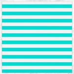 Horizontal Stripes - White and Bright Turquoise Canvas 12  x 12 