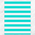 Horizontal Stripes - White and Bright Turquoise Canvas 12  x 16 