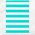 Horizontal Stripes - White and Bright Turquoise Canvas 12  x 18 