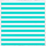 Horizontal Stripes - White and Bright Turquoise Canvas 16  x 16 