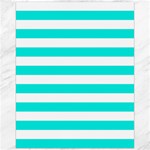 Horizontal Stripes - White and Bright Turquoise Canvas 16  x 20 