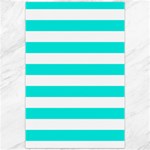 Horizontal Stripes - White and Bright Turquoise Canvas 20  x 30 