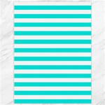 Horizontal Stripes - White and Bright Turquoise Canvas 36  x 48 