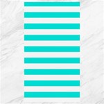 Horizontal Stripes - White and Bright Turquoise Canvas 40  x 72 