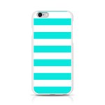 Horizontal Stripes - White and Bright Turquoise Apple iPhone 6/6S Silicone Case (Transparent)