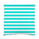Horizontal Stripes - White and Bright Turquoise Standard Cushion Case (One Side)