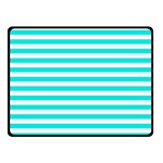 Horizontal Stripes - White and Bright Turquoise Double Sided Fleece Blanket (Small) (Two Sides)