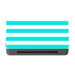 Horizontal Stripes - White and Bright Turquoise Memory Card Reader with CF