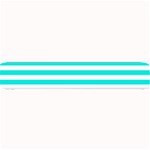 Horizontal Stripes - White and Bright Turquoise Small Bar Mat