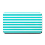 Horizontal Stripes - White and Bright Turquoise Medium Bar Mat