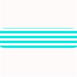 Horizontal Stripes - White and Bright Turquoise Medium Bar Mat