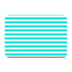Horizontal Stripes - White and Bright Turquoise Plate Mat