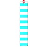 Horizontal Stripes - White and Bright Turquoise Large Book Mark