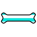 Horizontal Stripes - White and Bright Turquoise Magnet (Dog Bone)