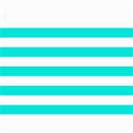 Horizontal Stripes - White and Bright Turquoise 5  x 7  Photo Cards