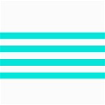 Horizontal Stripes - White and Bright Turquoise 4  x 8  Photo Cards