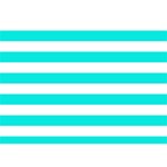 Horizontal Stripes - White and Bright Turquoise Birthday Cake 3D Greeting Card (7x5)