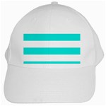 Horizontal Stripes - White and Bright Turquoise White Cap