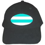 Horizontal Stripes - White and Bright Turquoise Black Cap
