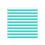 Horizontal Stripes - White and Turquoise Satin Bandana Scarf
