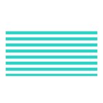 Horizontal Stripes - White and Turquoise Satin Wrap