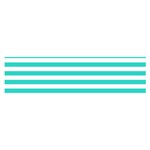 Horizontal Stripes - White and Turquoise Satin Scarf (Oblong)