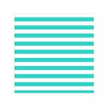 Horizontal Stripes - White and Turquoise Small Satin Scarf  (Square)
