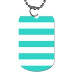 Horizontal Stripes - White and Turquoise Dog Tag (Two Sides)