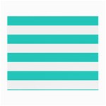 Horizontal Stripes - White and Turquoise Small Glasses Cloth