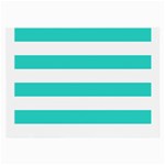 Horizontal Stripes - White and Turquoise Large Glasses Cloth (2 Sides)