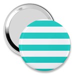 Horizontal Stripes - White and Turquoise 3  Handbag Mirror